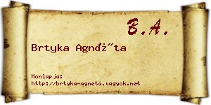 Brtyka Agnéta névjegykártya